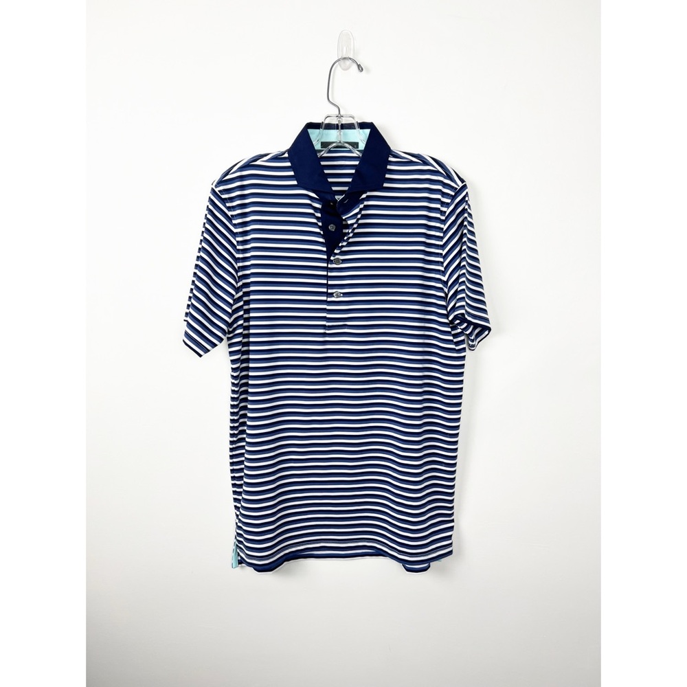 Greyson Dark Navy Blue, Navy Blue and White Striped Golf Polo S